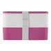 MIYO 700+700 ml double layer lunch box. Pink. White, White