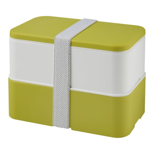 MIYO 700+700 ml double layer lunch box. Lime. White, White