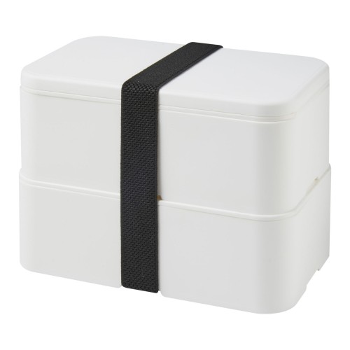 MIYO 700+700 ml double layer lunch box. White. White, Black