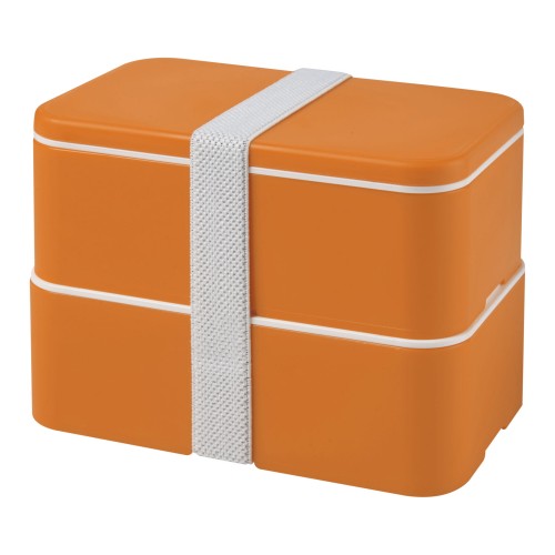 MIYO 700+700 ml double layer lunch box. Orange. Orange, White