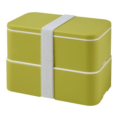 MIYO 700+700 ml double layer lunch box. Lime. Lime, White