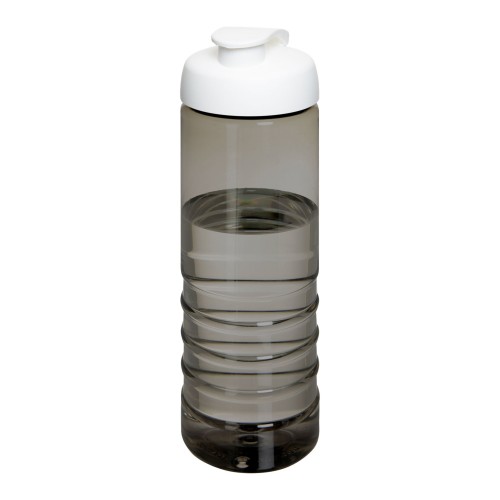H2O Active® Eco Treble 750 ml Sportflasche mit Stülpdeckel. kohle, weiss