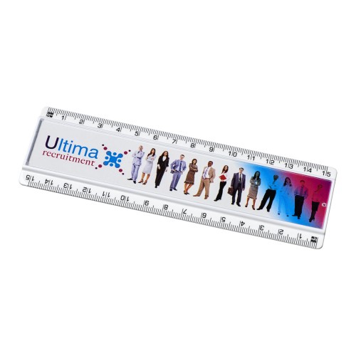 Ellison 15 cm kunststof liniaal met papieren inlay, Wit