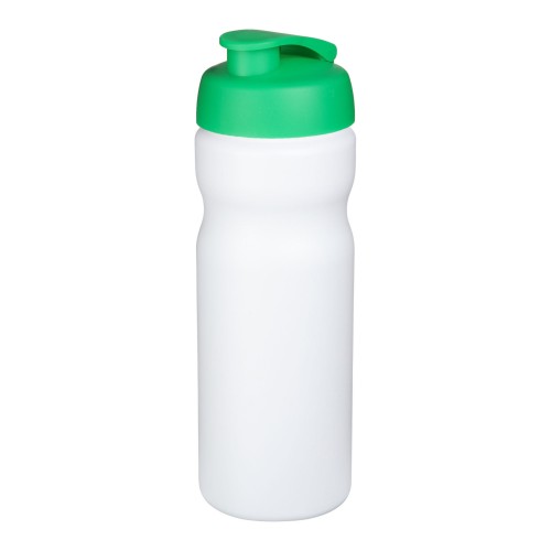 Baseline® Plus 650 ml Sportflasche mit Klappdeckel. weiss, grün