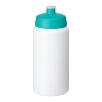 Baseline® Plus grip 500 ml sports lid sport bottle. White, Aqua