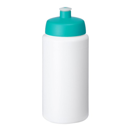 Baseline® Plus grip 500 ml Sportflasche mit Sportdeckel. weiss, aquablau