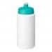 Baseline® Plus grip 500 ml Sportflasche mit Sportdeckel. weiss, aquablau