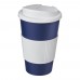 Americano® 350 ml Isolierbecher mit Schutzring & auslaufsicherem Schraubverschluss. blau, weiss