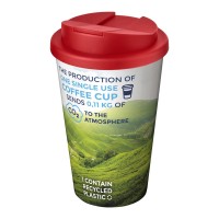 Brite-Americano® 350 ml tumbler with spill-proof lid. White, Red