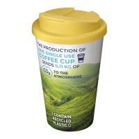 Brite-Americano® 350 ml tumbler with spill-proof lid. White, Yellow