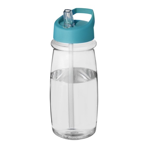 H2O Active® Pulse 600 ml spout lid sport bottle. Transparent, Aqua blue