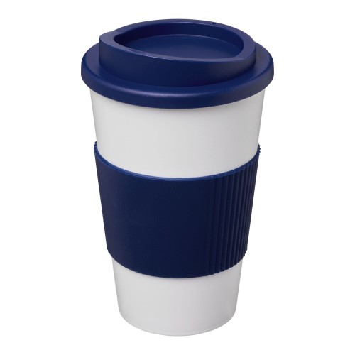 Americano® 350 ml Isolierbecher mit Schutzring. blau, weiss Americano® 350 ml Isolierbecher mit Schutzring. blau, weiss