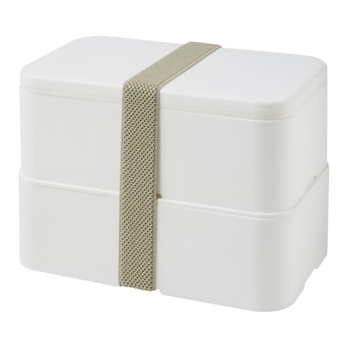 MIYO 700+700 ml double layer lunch box. White. White, Pebble grey