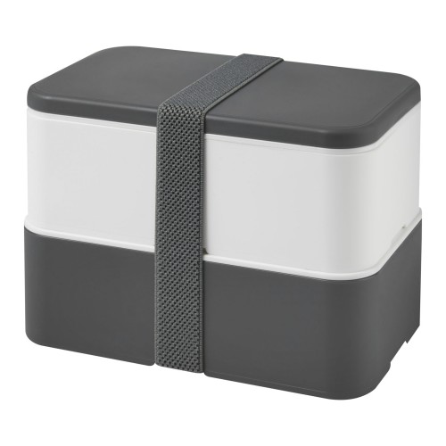 MIYO 700+700 ml double layer lunch box. Grey. White, Grey