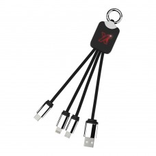 SCX.design C15 quatro oplaadkabel met oplichtend logo. Rood, Zwart