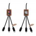 SCX.design C38 40W 5-in-1 Ladekabel aus rPET in quadratischem Bambusgehäuse mit Leuchtlogo. schwarz, holz