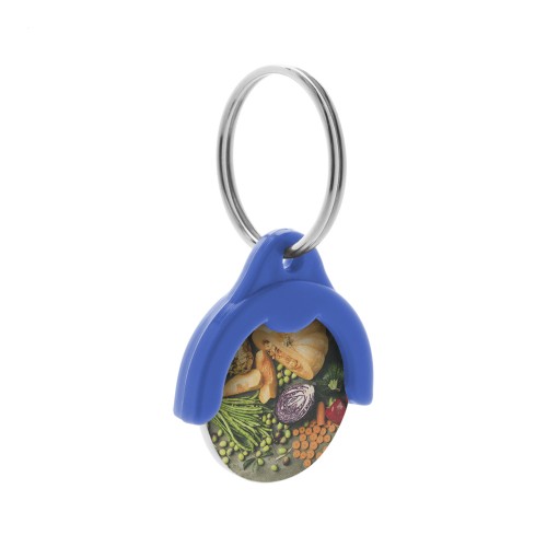 Token winkelwagenmuntje sleutelhanger, blauw